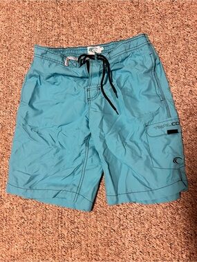 O'Neill Teal Board Shorts with Black Drawstring, size M